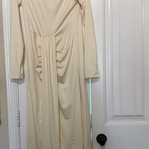 Elegant Deep Cream Long Sleeve Dress
